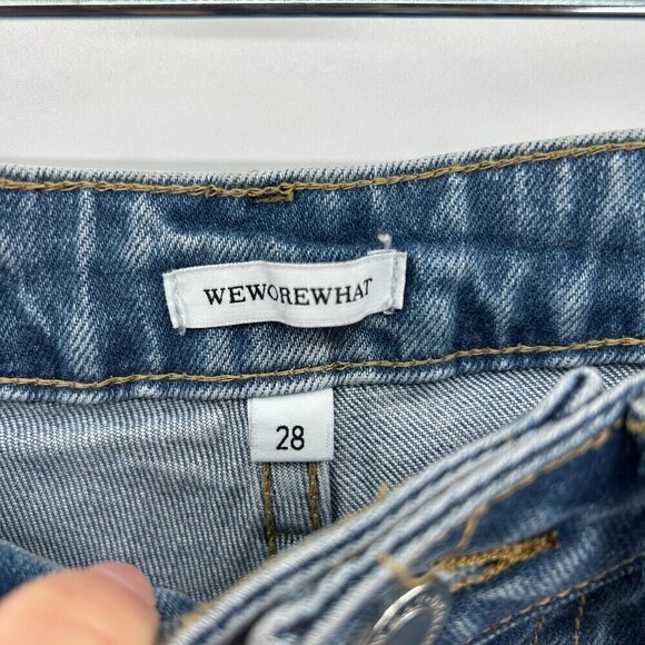 NWT WEWOREWHAT The Danielle High Rise Vintage Straight Distressed Denim Size 28 - Picture 8 of 9